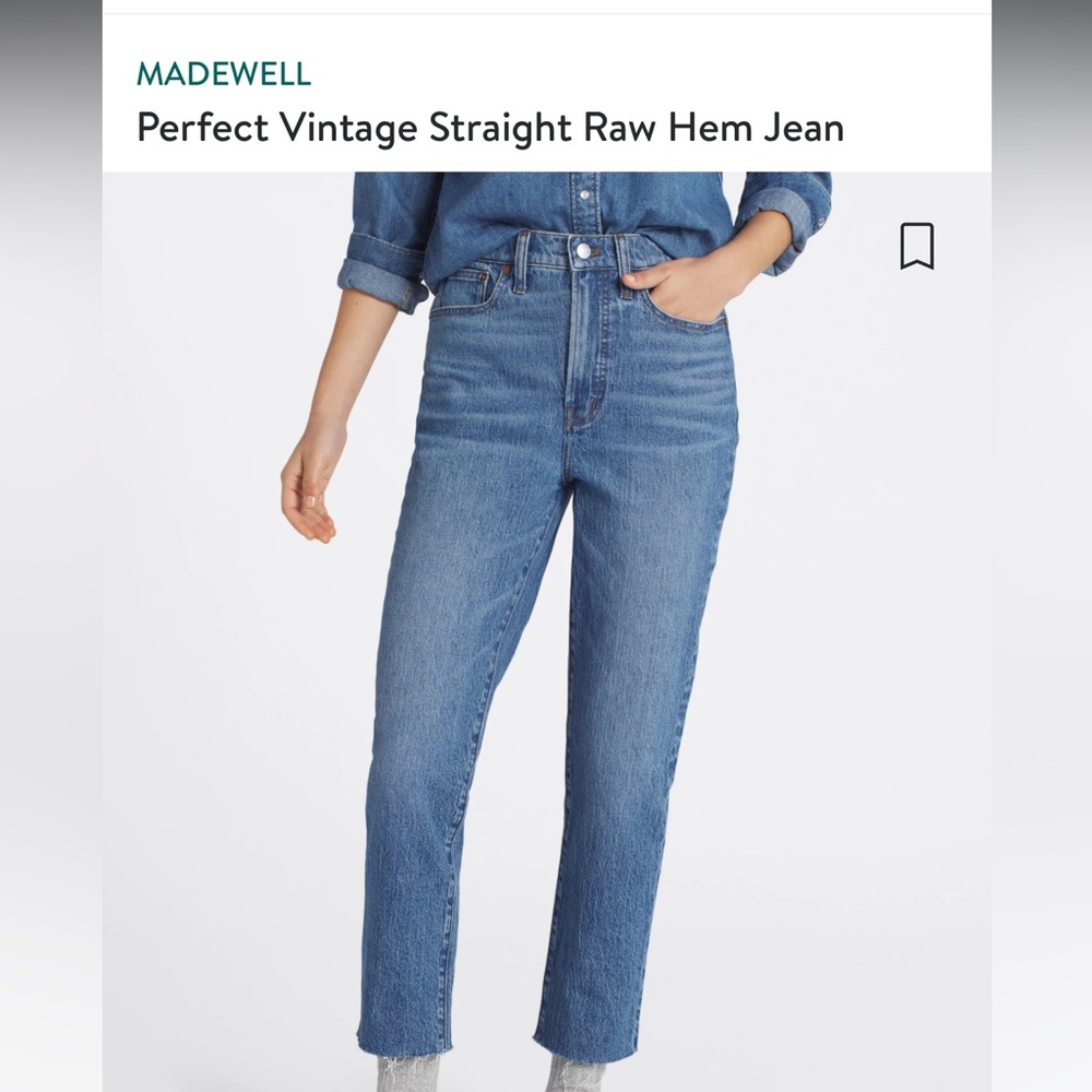 Madewell Vintage Straight Raw Hem Jeans- Size 31- Worn Once!